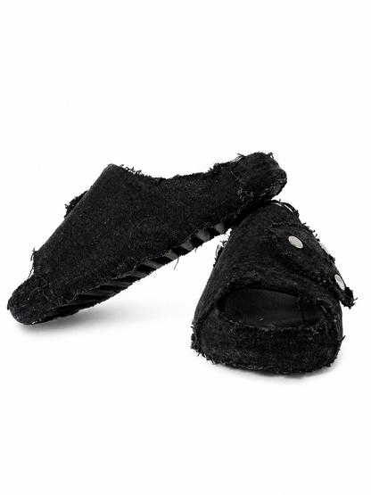 (10US) Altered #Λ004 YZY Black Denim Slides