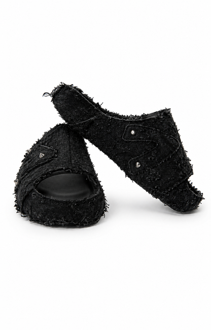 (12US) Altered  #Λ006 YZY Black Denim Slides