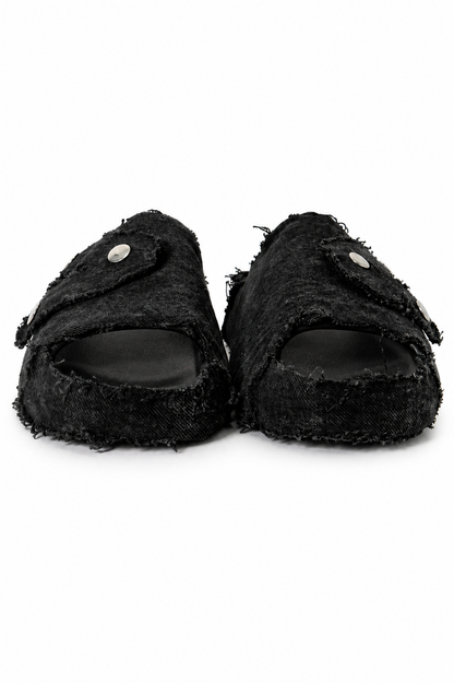 (10US) Altered #Λ004 YZY Black Denim Slides