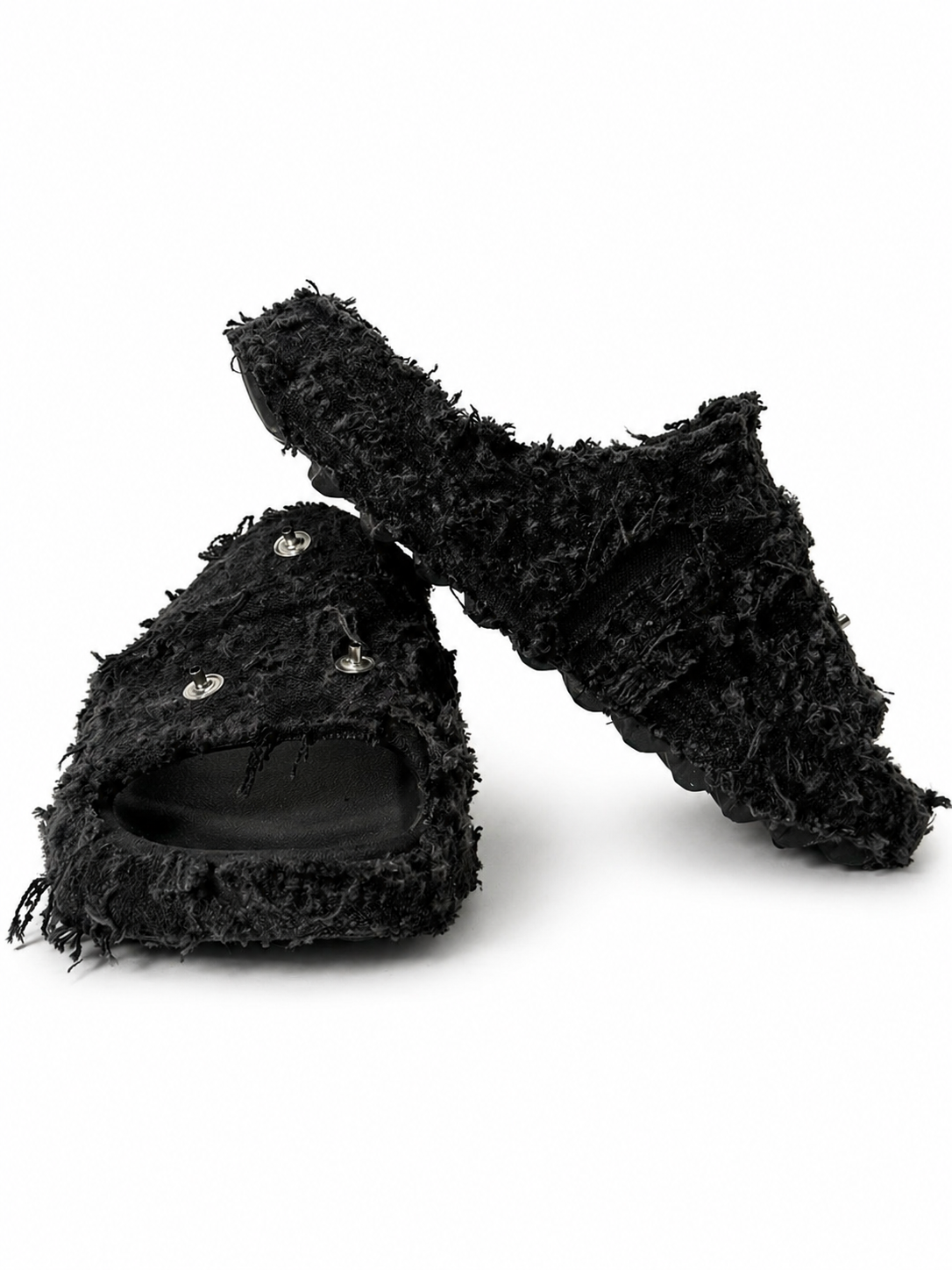 (13US) Altered #Λ008 YZY Black Denim Slides