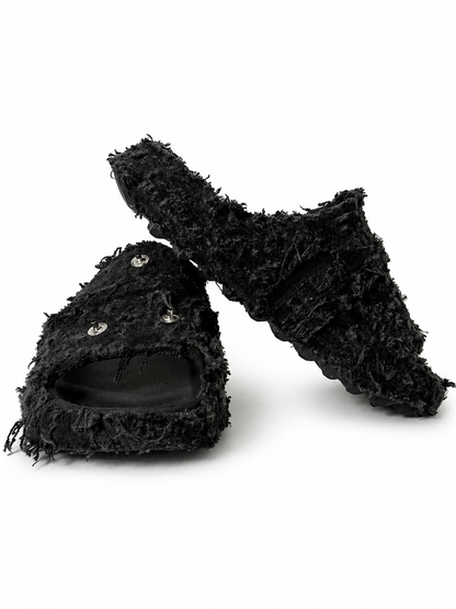 (13US) Altered #Λ008 YZY Black Denim Slides