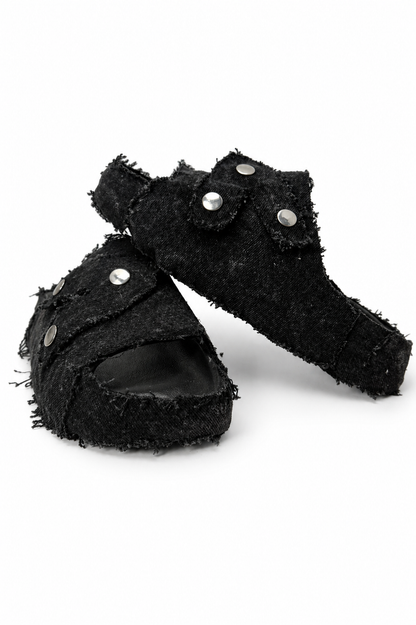 (10US) Altered #Λ004 YZY Black Denim Slides