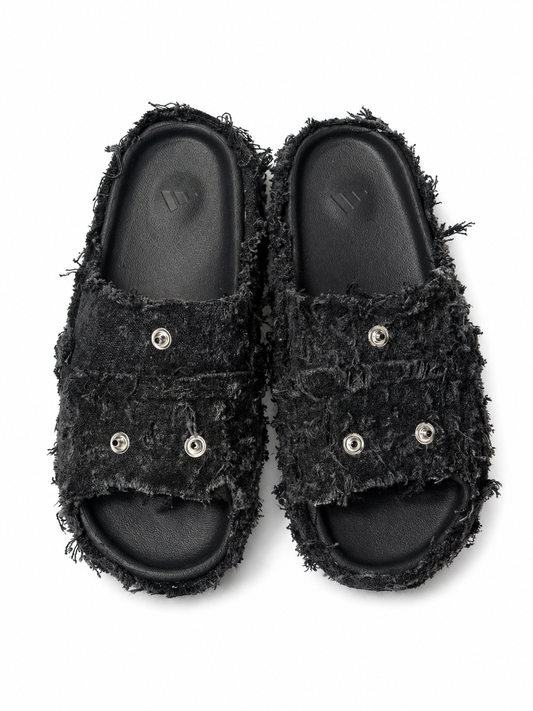 (13US) Altered #Λ008 YZY Black Denim Slides